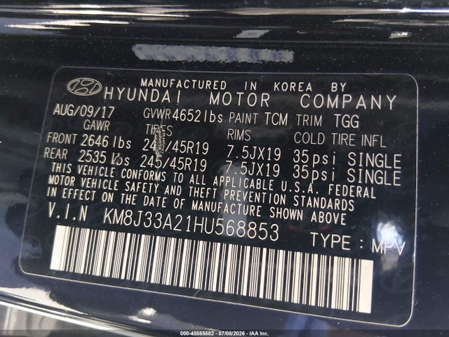 Hyundai Tucson Value 2017 KM8J33A21HU568853 Image 9