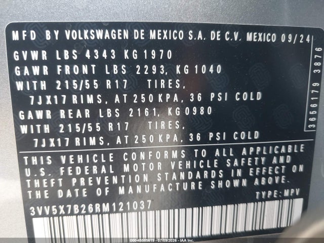 3VV5X7B26RM121037 Volkswagen Taos 1.5t S