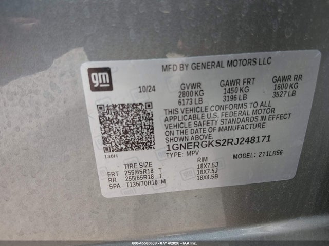 1GNERGKS2RJ248171 Chevrolet Traverse Fwd Lt