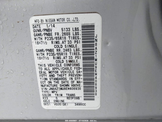 JN8AZ1MU9EW408938 Nissan Murano Le/s/sl/sv