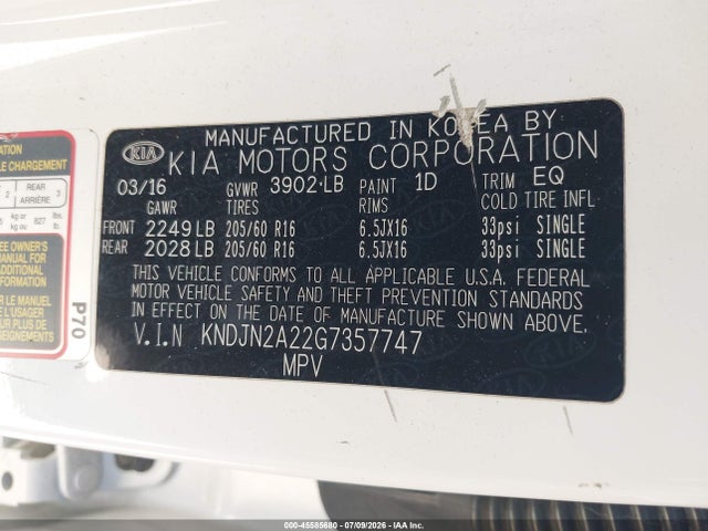 KIA Soul 2016 KNDJN2A22G7357747 Image 9