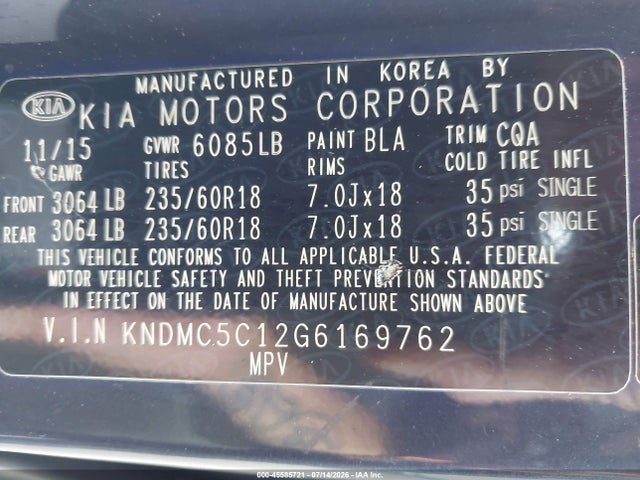 KIA Sedona Sx 2016 KNDMC5C12G6169762 Image 9