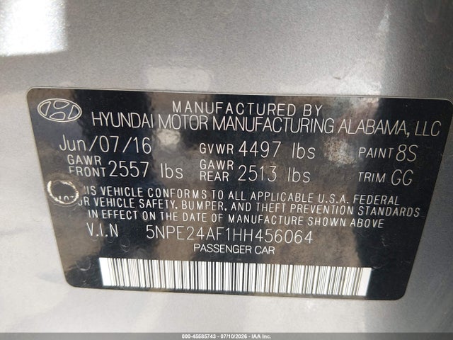 Hyundai Sonata 2017 5NPE24AF1HH456064 Image 9