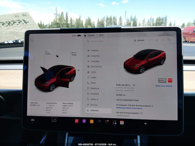 Aukcja sprzedaży 2021 Tesla Model Y Long Range Dual Motor All-wheel Drive, vin: 5YJYGDEE5MF117509, numer aukcji: 45585795