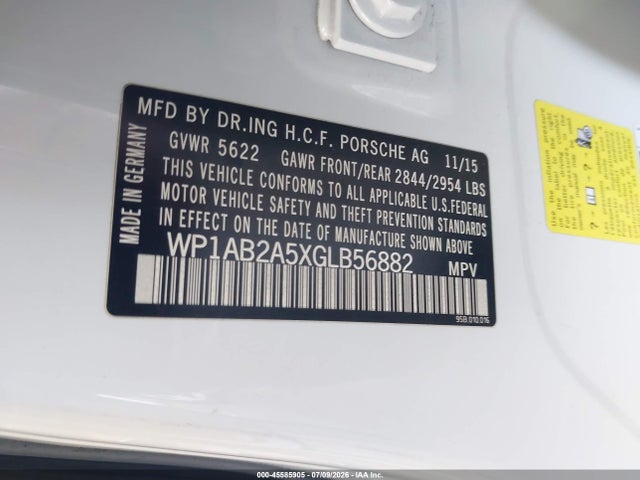 Продажа на аукционе авто 2016 Porsche Macan S, vin: WP1AB2A5XGLB56882, номер лота: 45585905