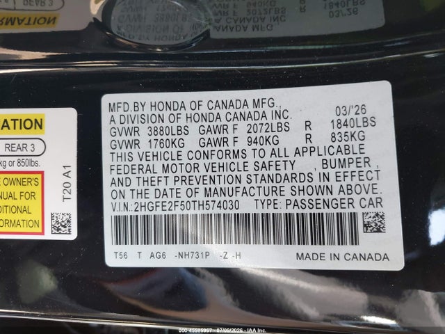 Honda Civic Sport 2026 2HGFE2F50TH574030 Image 9