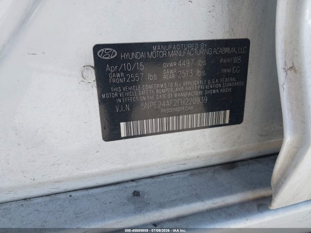 Hyundai SONATA SE 2015 5NPE24AF2FH220939 Image 9