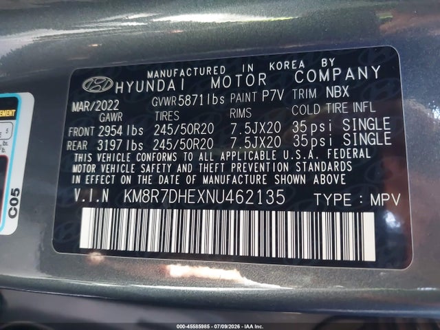 Hyundai Palisade Calligraphy 2022 KM8R7DHEXNU462135 Image 9