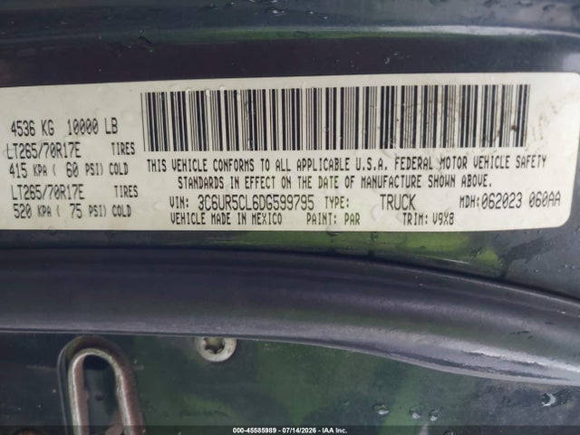 Продажа на аукционе авто 2013 Ram 2500 Tradesman, vin: 3C6UR5CL6DG599795, номер лота: 45585989