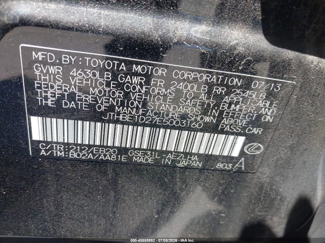 Lexus IS 350 2014 JTHBE1D27E5003160 Image 9