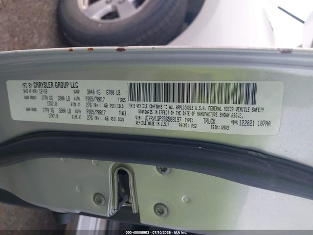 45586003 :رقم المزاد ، 1D7RV1GP3BS588197 vin ، 2011 Ram Ram 1500 Slt مزاد بيع