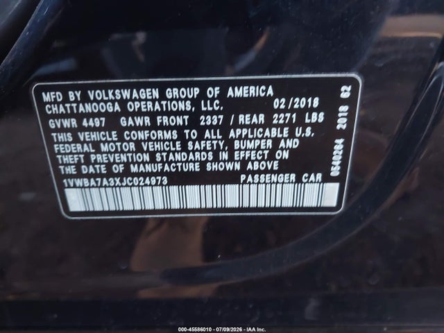 1VWBA7A3XJC024973 Volkswagen Passat 2.0t Se