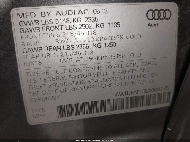 Audi Allroad 2.0t Premium 2014 WA1UFAFL5EA004175 Image 9