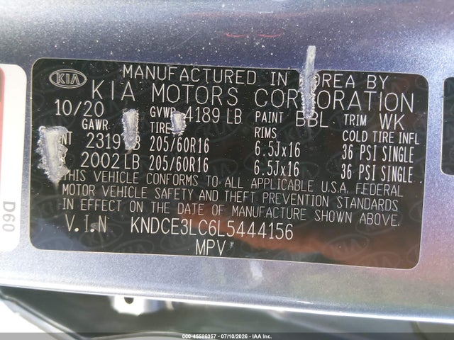 Auction sale of the 2020 Kia Niro Ex Premium, vin: KNDCE3LC6L5444156, lot number: 45586057
