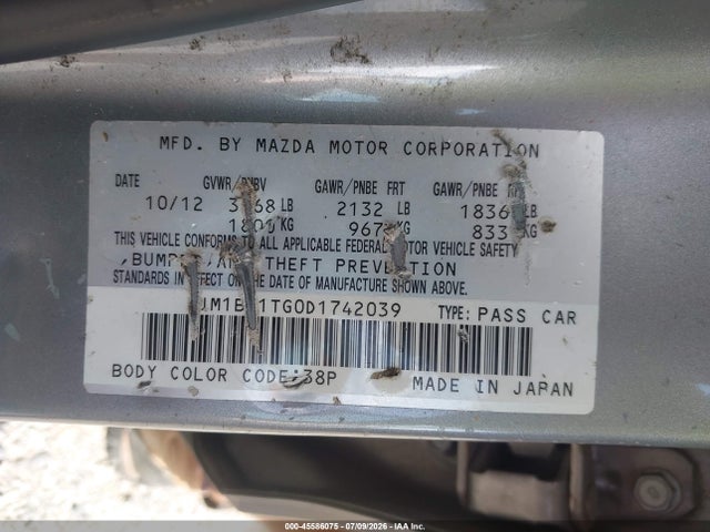 Продаж на аукціоні авто 2013 Mazda Mazda3 I Sv, vin: JM1BL1TG0D1742039, номер лоту: 45586075