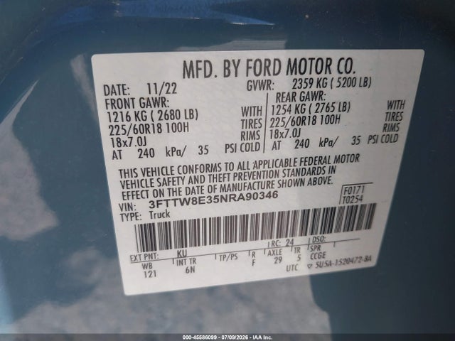 Ford Maverick Lariat 2022 3FTTW8E35NRA90346 Image 9