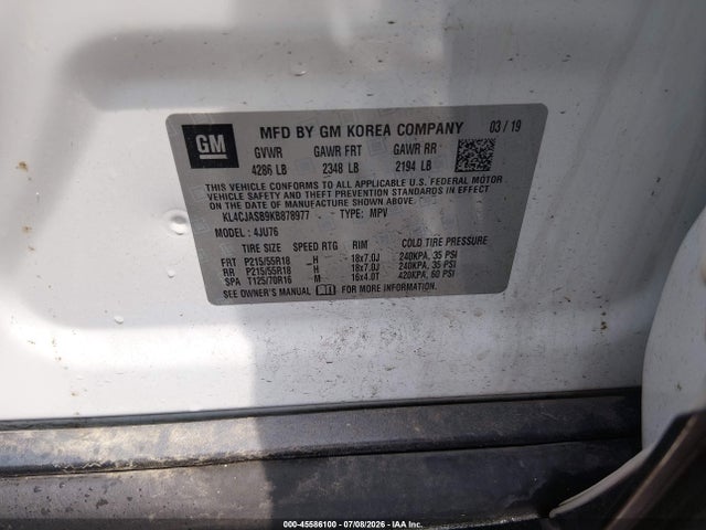 Aukcja sprzedaży 2019 Buick Encore Fwd Preferred, vin: KL4CJASB9KB878977, numer aukcji: 45586100
