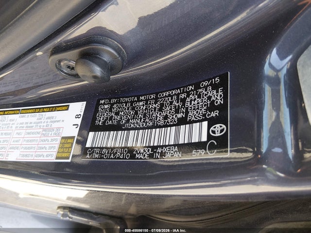 Toyota Prius Two 2015 JTDKN3DU9F1987323 Image 9