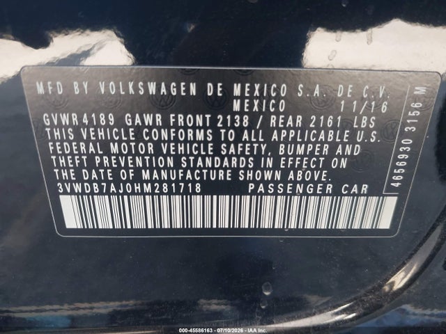 Volkswagen Jetta 1.4t Se 2017 3VWDB7AJ0HM281718 Image 9