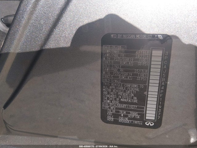 45586170 :رقم المزاد ، 3PCAJ5BA4PF119377 vin ، 2023 Infiniti Qx50 Luxe مزاد بيع