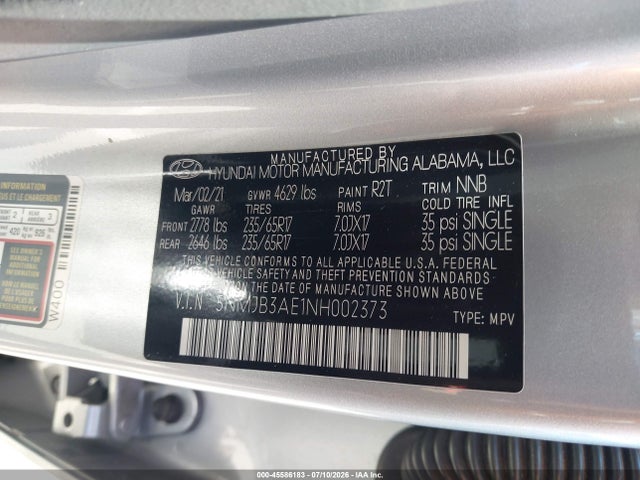 5NMJB3AE1NH002373 Hyundai TUCSON SEL