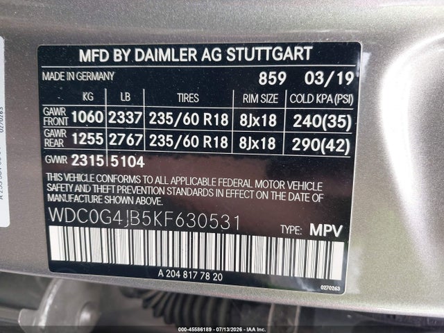 WDC0G4JB5KF630531 Mercedes-Benz GLC 300