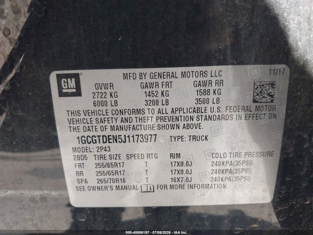 1GCGTDEN5J1173977 Chevrolet Colorado Z71