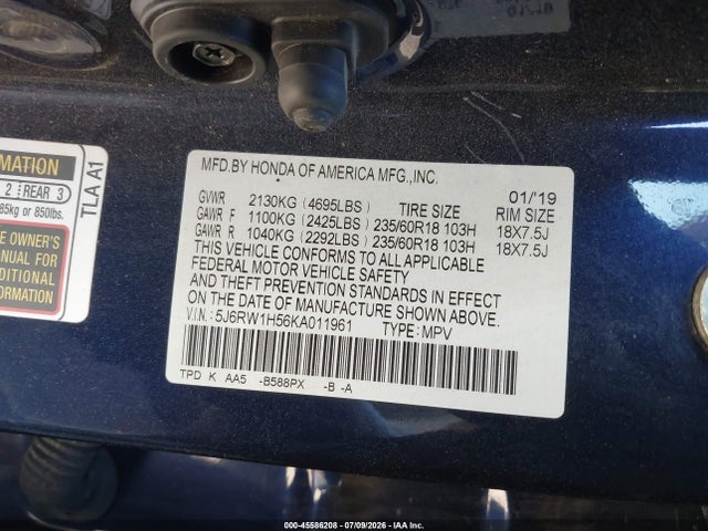 5J6RW1H56KA011961 Honda CR-V EX