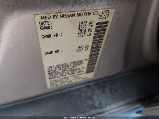 Продажа на аукционе авто 2017 Nissan Altima 2.5 Sv, vin: 1N4AL3AP8HC287807, номер лота: 45586217