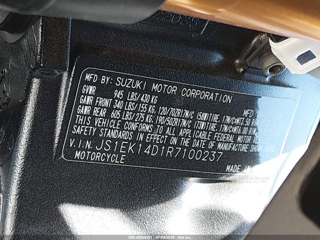 JS1EK14D1R7100237 Suzuki Gsx1000 Gx