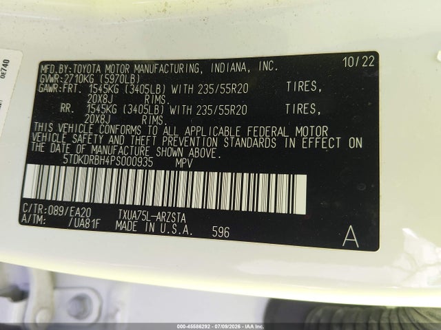 Toyota Highlander Xse 2023 5TDKDRBH4PS000935 Image 9