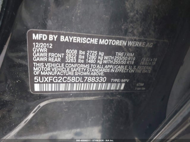 45586311 :رقم المزاد ، 5UXFG2C58DL788330 vin ، 2013 Bmw X6 Xdrive35i مزاد بيع