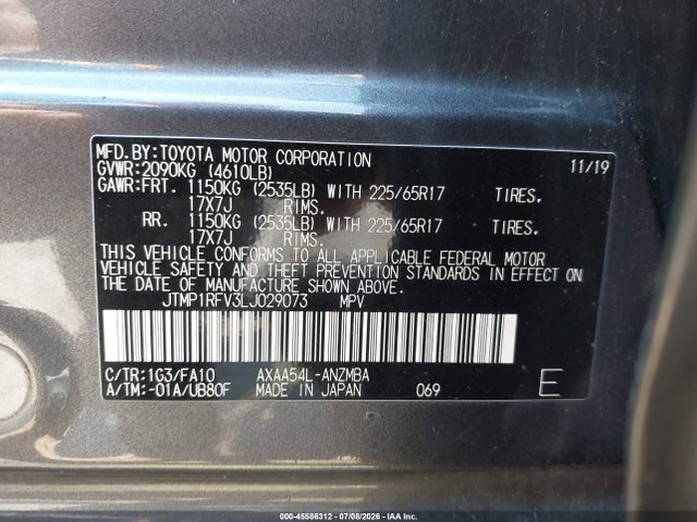 Toyota Rav4 Xle 2020 JTMP1RFV3LJ029073 Image 9