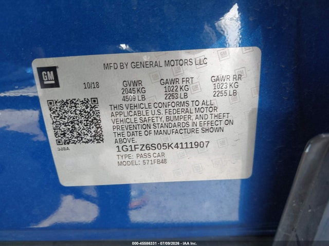 Auction sale of the 2019 Chevrolet Bolt Ev Premier, vin: 1G1FZ6S05K4111907, lot number: 45586331