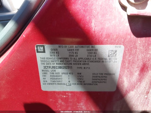 Aukcja sprzedaży 2011 Gmc Terrain Sle-1, vin: 2CTFLREC0B6282311, numer aukcji: 45586360