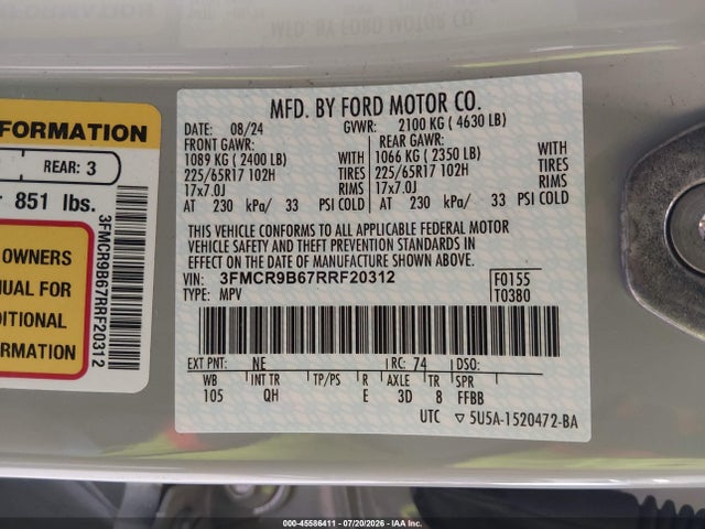 3FMCR9B67RRF20312 Ford Bronco Sport Big Bend