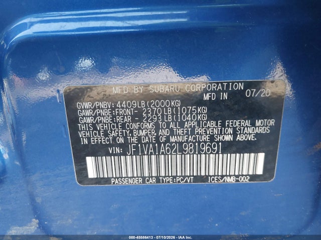 JF1VA1A62L9819691 Subaru WRX