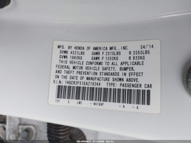 1HGCR2F51EA219344 Honda Accord Sport