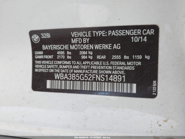 BMW 328i Xdrive 2015 WBA3B5G52FNS14891 Image 9