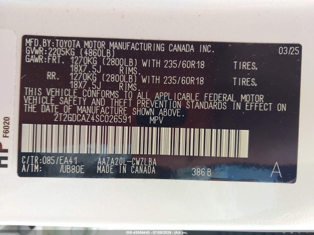 2025 Lexus Nx 250 Premium მანქანა იყიდება აუქციონზე, vin: 2T2GDCAZ4SC026591, აუქციონის ნომერი: 45586440