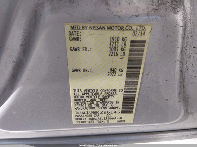 Nissan Altima 2.5 S 2014 1N4AL3AP6EC296145 Image 9