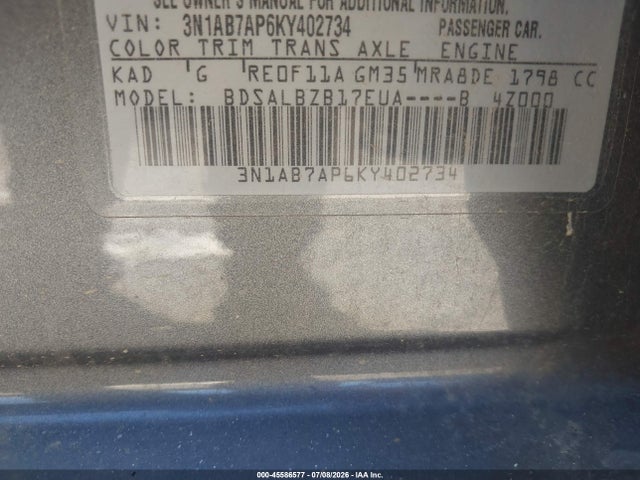 Nissan SENTRA S 2019 3N1AB7AP6KY402734 Image 9