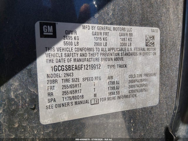 1GCGSBEA6F1219912 Chevrolet Colorado 2wd Lt