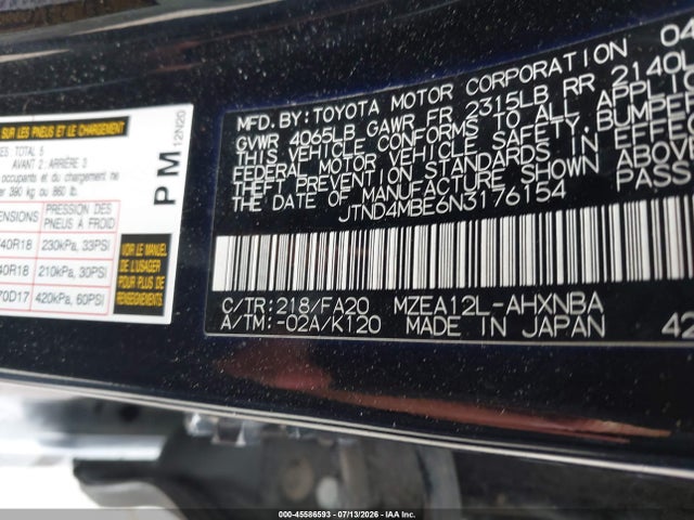 Toyota Corolla Se Nightshade Edition 2022 JTND4MBE6N3176154 Image 9