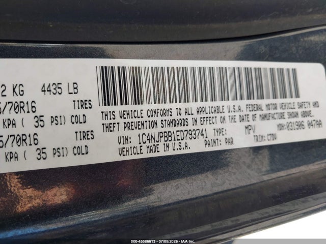 2014 Jeep Patriot Sport მანქანა იყიდება აუქციონზე, vin: 1C4NJPBB1ED793741, აუქციონის ნომერი: 45586613