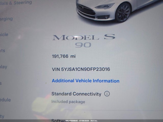45586640 :رقم المزاد ، 5YJSA1CN9DFP23016 vin ، 2013 Tesla Model S مزاد بيع