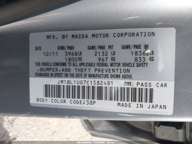 Продаж на аукціоні авто 2012 Mazda Mazda3 I Sport, vin: JM1BL1UG7C1582481, номер лоту: 45586642