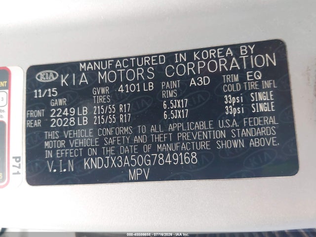Aukcja sprzedaży 2016 Kia Soul !, vin: KNDJX3A50G7849168, numer aukcji: 45586658