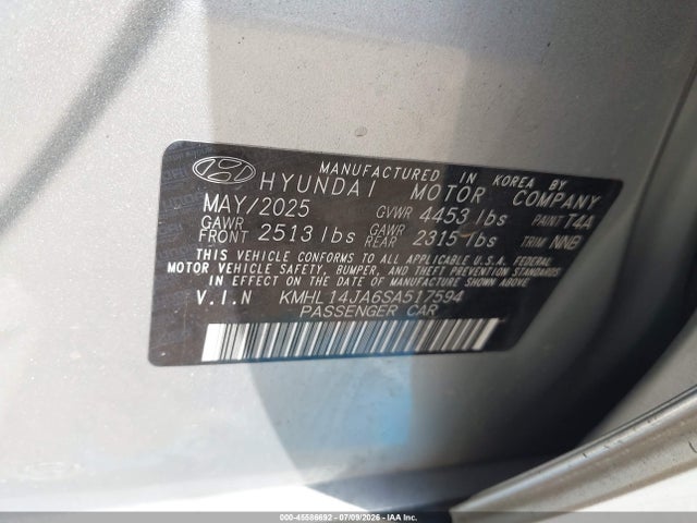 Продаж на аукціоні авто 2025 Hyundai Sonata Sel Convenience, vin: KMHL14JA6SA517594, номер лоту: 45586692