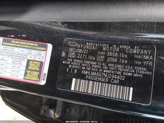 Hyundai ELANTRA SEL 2022 KMHLM4AG7NU294402 Image 9